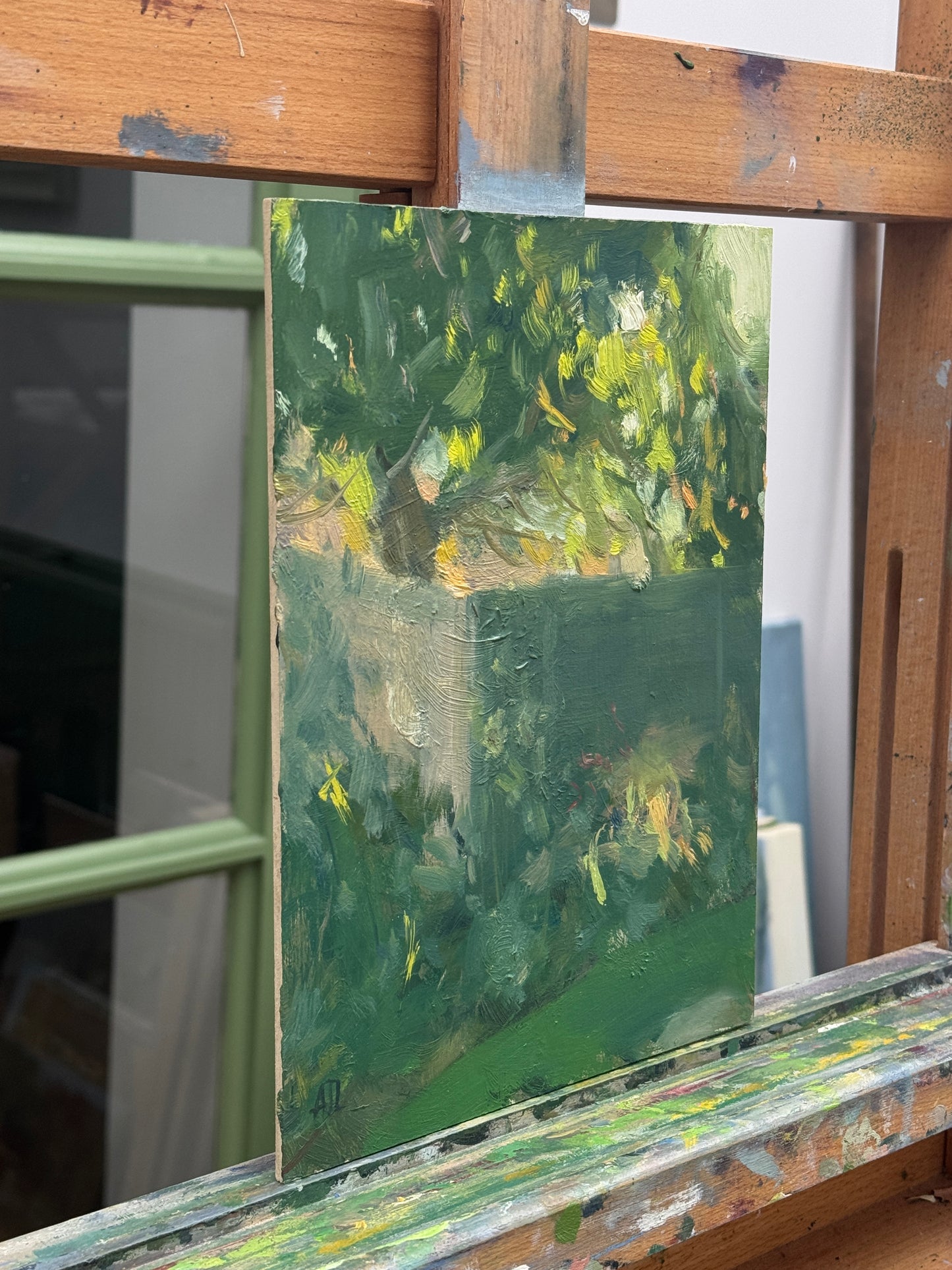 A view of the original artwork from the side.