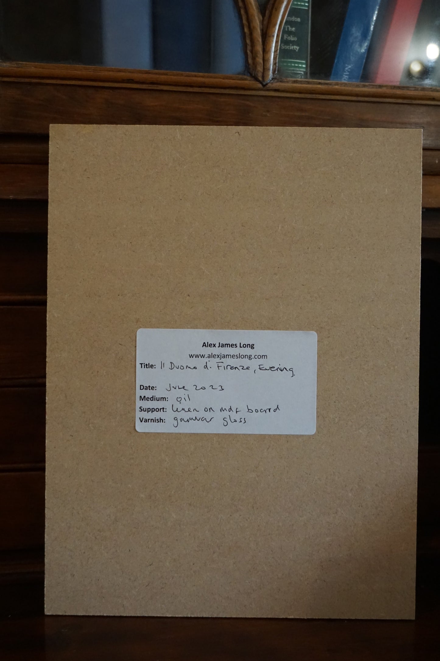 The back of the original oil painting.