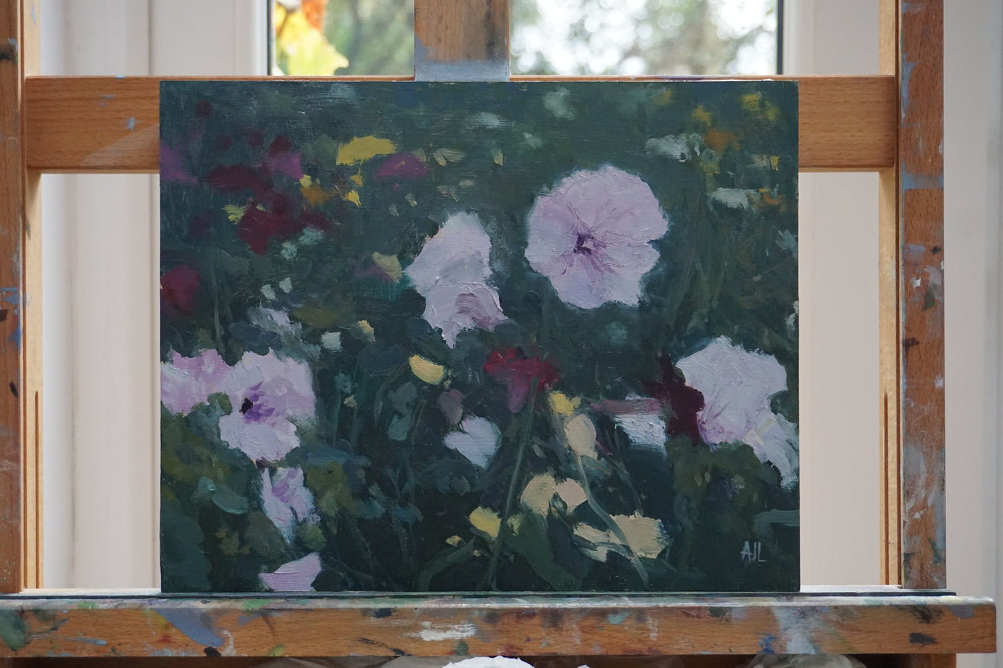 The original oil painting on the artist's easel.