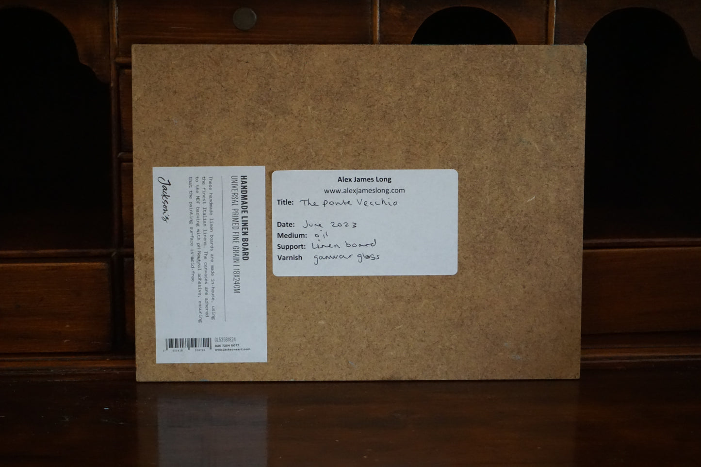 The back of the original artwork.