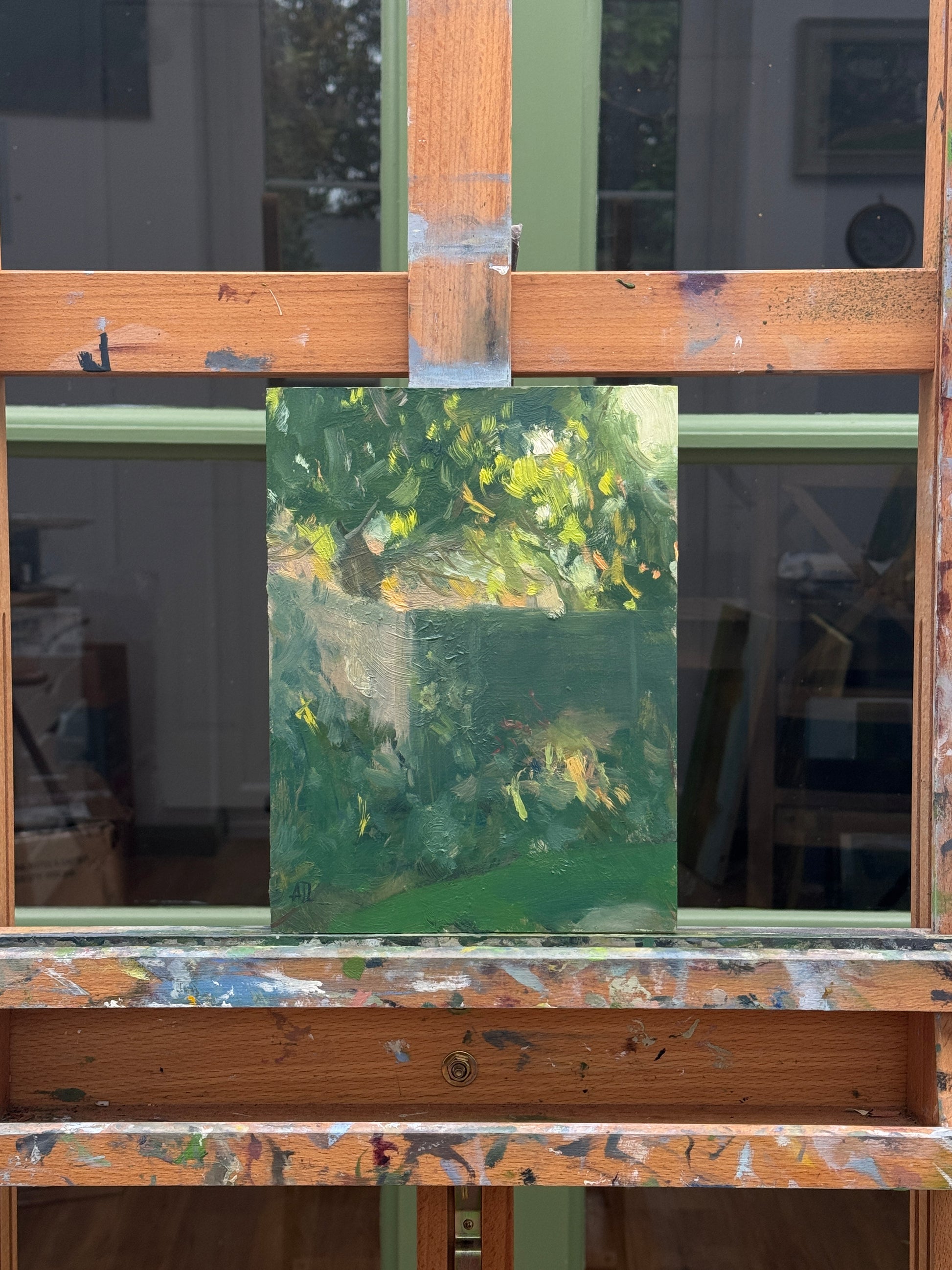 The painting in the artist studio.