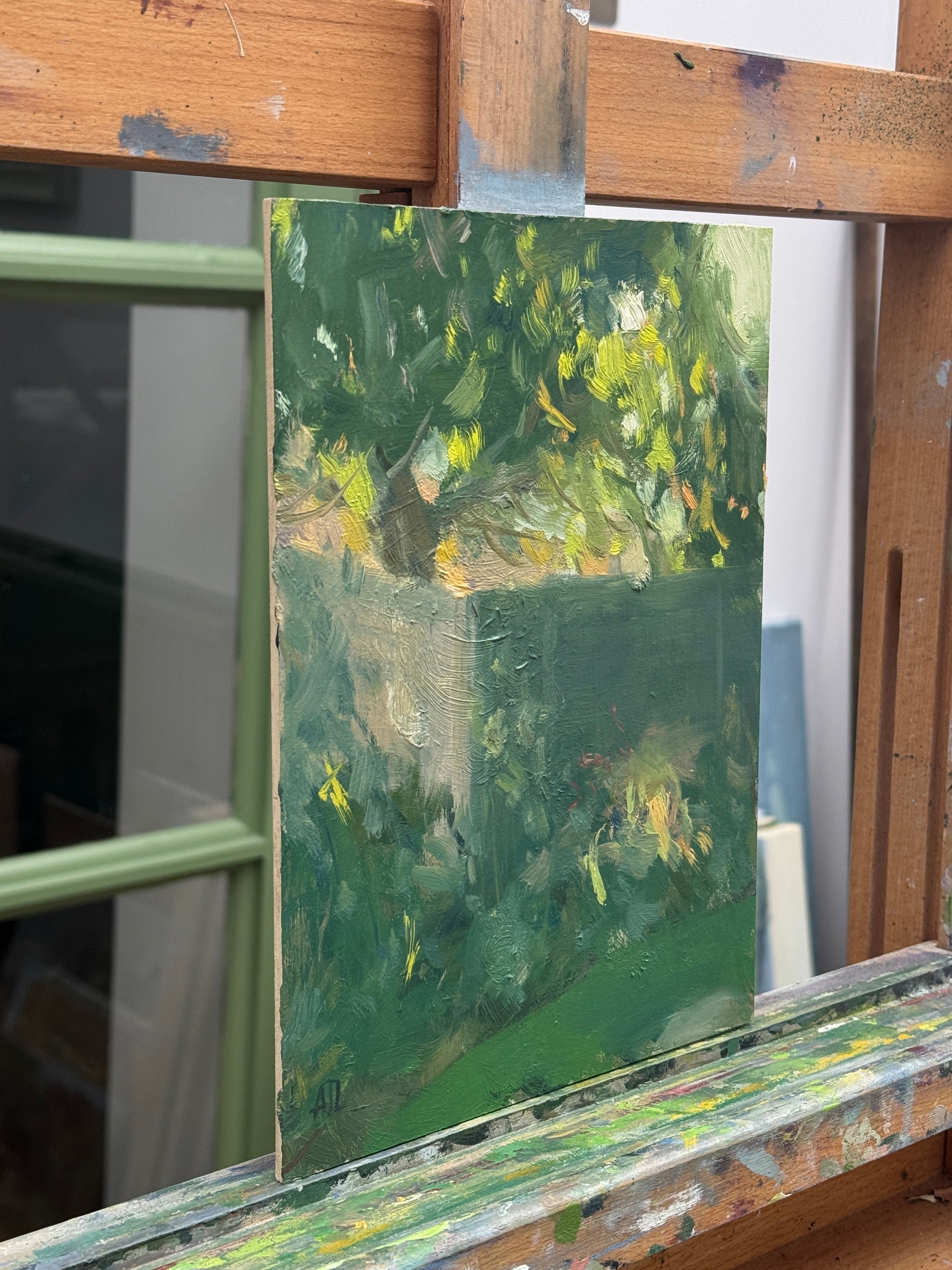 A view of the original artwork from the side.