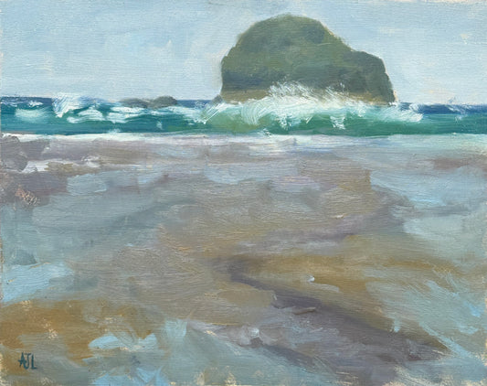 An original painting of Gull Rock in Cornwall.