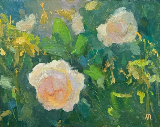 An original oil painting of roses.