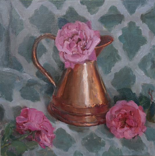 Still life with Roses and Copper Jug